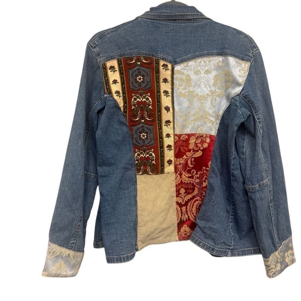 Patchwork Denim Blazer with Multicolor Design - image 1